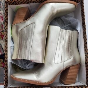 Charles by Charles David Booties, Gold Leather, 71/2 M